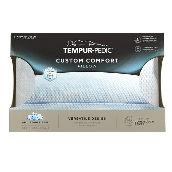 Tempur-Pedic Custom Comfort Bed Pillow and Cooling, Adjustable Support, Standard/Queen, Adult
