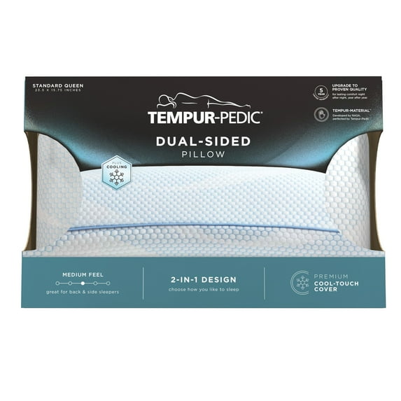 Tempur-Pedic Dual-Sided Bed Pillow and Cooling, Standard/Queen, for Adult Back and Side Sleepers