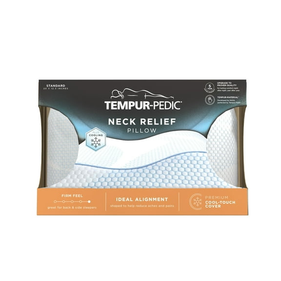 Tempur-Pedic Neck Relief Bed Pillow and Cooling, Standard, Contoured Support for Adult Back and Side Sleepers