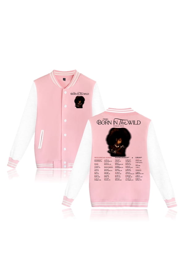 Tems Born in the Wild 2024 Tour Baseball Jacket Fashion Clothes Unisex Long Sleeve