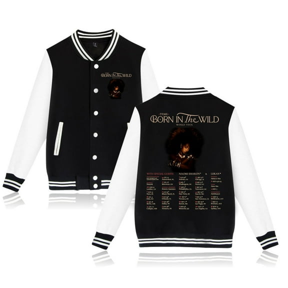 Tems Born in the Wild 2024 Tour Baseball Jacket Fashion Clothes Unisex Long Sleeve
