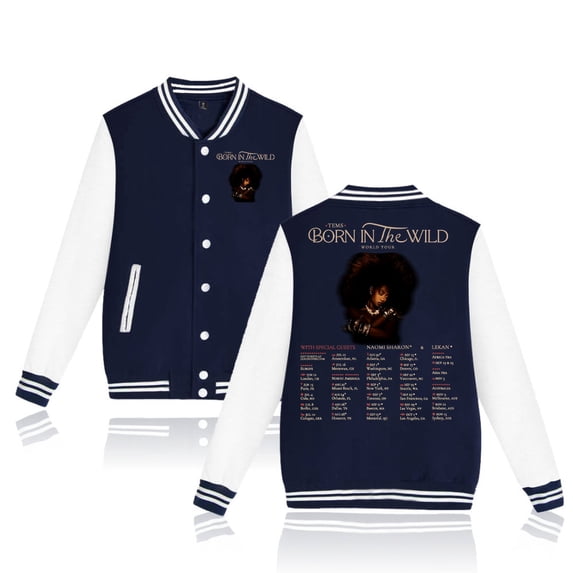 Tems Born in the Wild 2024 Tour Baseball Jacket Fashion Clothes Unisex Long Sleeve
