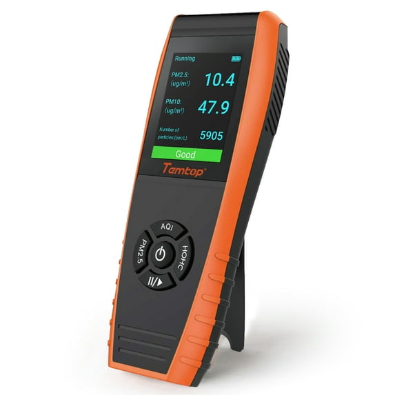 Temtop Air Quality Monitor LKC-1000S+ 2nd PM2.5 PM10 Formaldehyde Temperature and Humidity TVOC AQI Tester Indoor Outdoor Air Pollution Detector w/ Data Export