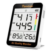 جهاز مراقبة جودة الهواء الداخلي Temtop S1-UP لقياس درجة الحرارة والرطوبة - PM2.5، مؤشر جودة الهواء، مقياس درجة الحرارة والرطوبة للمنزل أو المكتب أو المدرسة، قياس جودة الهواء، عمر بطارية يصل إلى 60 يومًا