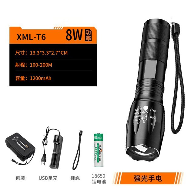 Temu crossborder explosions flashlight USB charging treasure LED