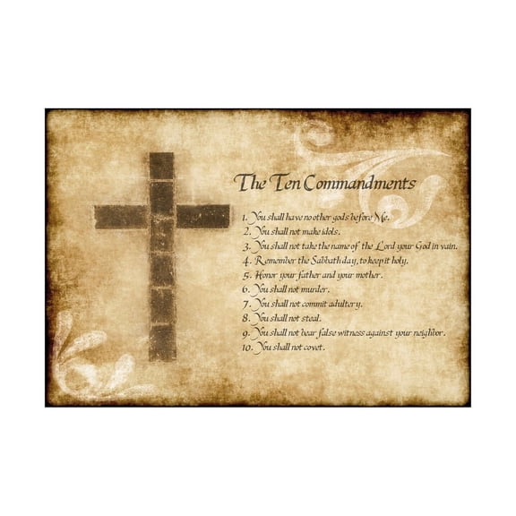 Ten 10 Commandments Christianity Religion Cross Religious Quote Christian Typography Unframed Art Print Poster Wall Decor 12x16 inch