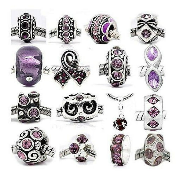 Ten 10 of Assorted Shades of Purple Crystal Rhinestone Beads February Birthstone