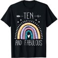 thumbnail image 1 of Ten And Fabulous 10th Birthday Gifts 10 Year Girls Rainbow T-Shirt, 1 of 2