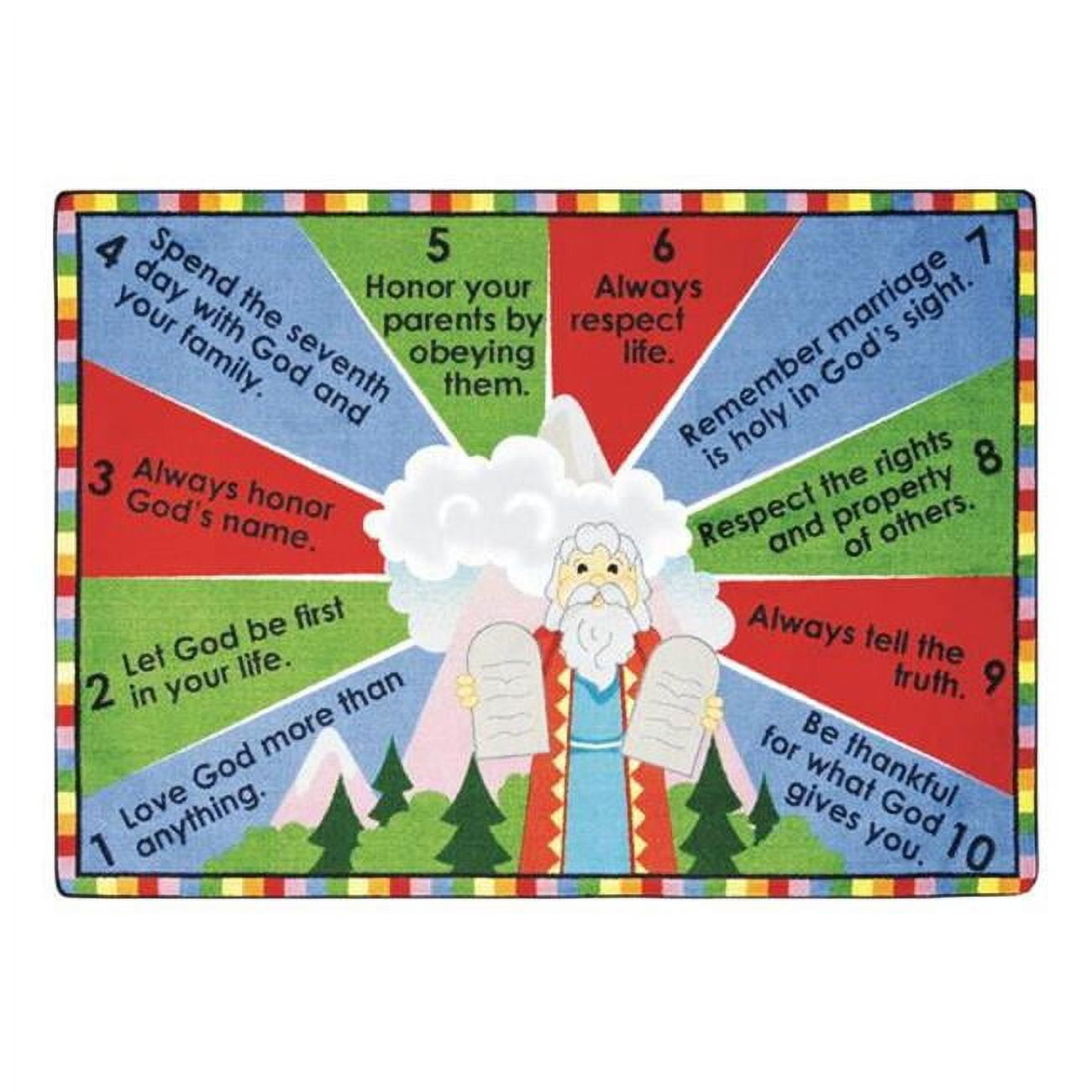 Ten Commandments 5 ft.4 in. x 7 ft.8 in. Oval WearOn Nylon Machine ...