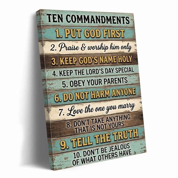 Ten Commandments Art Wall Art Christian Bible Verse Religious Home Decor Rustic Farmhouse Scripture Print Faith Inspirational Gift, Unframed Paper Print