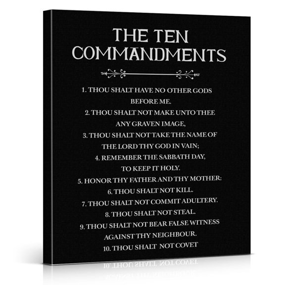The Ten Commandments Canvas Wall Art Christian 10 Commandments Thou Shalt Have No Other Gods Before Me Wall Decor Religious Bible Verse Painting for Home Office Living Room poster