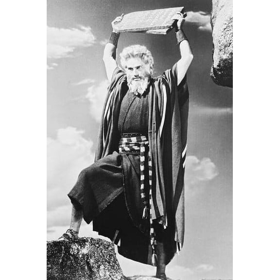 Ten Commandments Charlton Heston Tablet Aloft 24x36 Poster