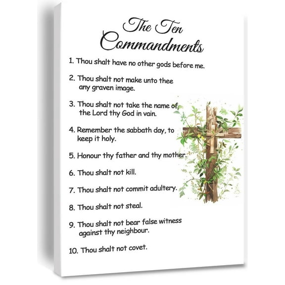 Ten Commandments Christian Bible Verse poster  Wall Art 10 Commandments Canvas Print Positive Scripture Painting Home Bedroom Wall Decor Gift