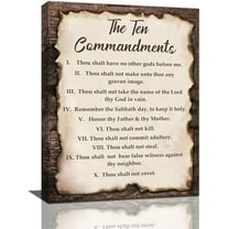 The Ten Commandments Decor Wall Art 10 Commandments Bible Verse Christian Religion Scripture Pictures Wall Decor Canvas Painting Prints Artwork Framed for Church Bedroom Bathroom Kitchen 12"x16"