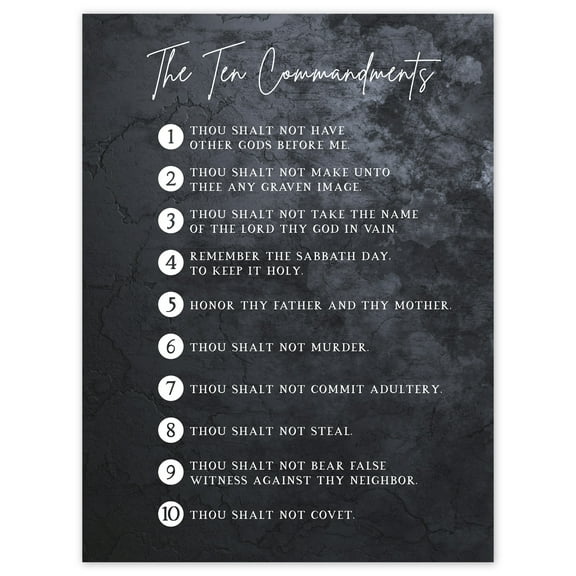 Ten Commandments From God Christian Bible Verse Quote Scripture Typography Large Wall Art Poster Print Thick Paper 18X24 Inch