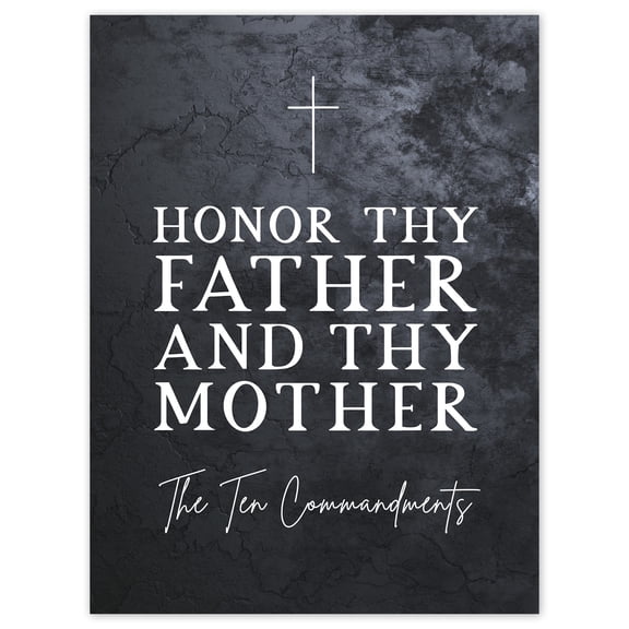 Ten Commandments Honor Thy Father and Mother Christian Bible Verse Quote Scripture Typography Extra Large XL Wall Art Poster Print