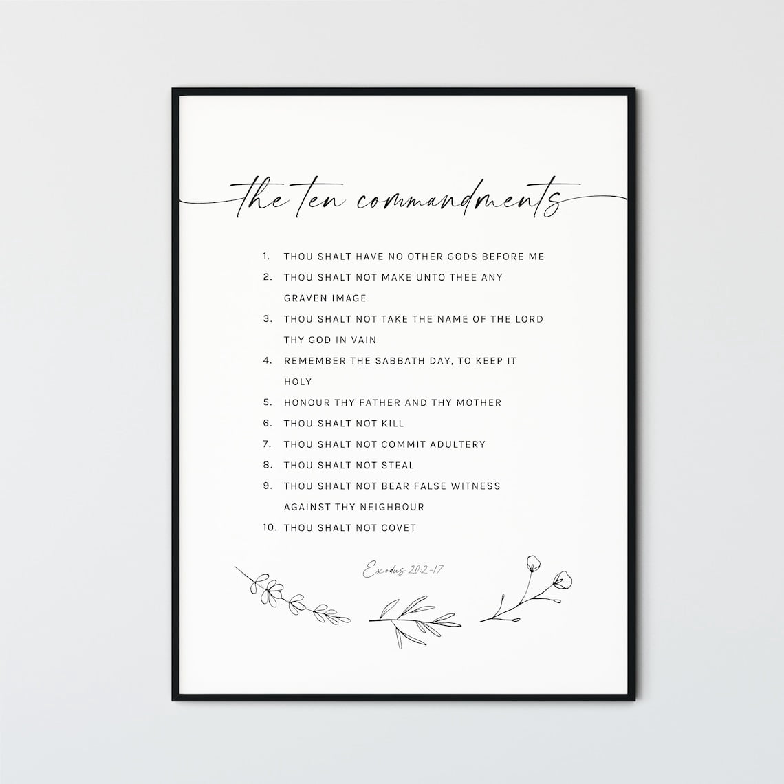 Ten Commandments Kjv Modern Minimal Scripture Wall Art Poster, Unframed ...