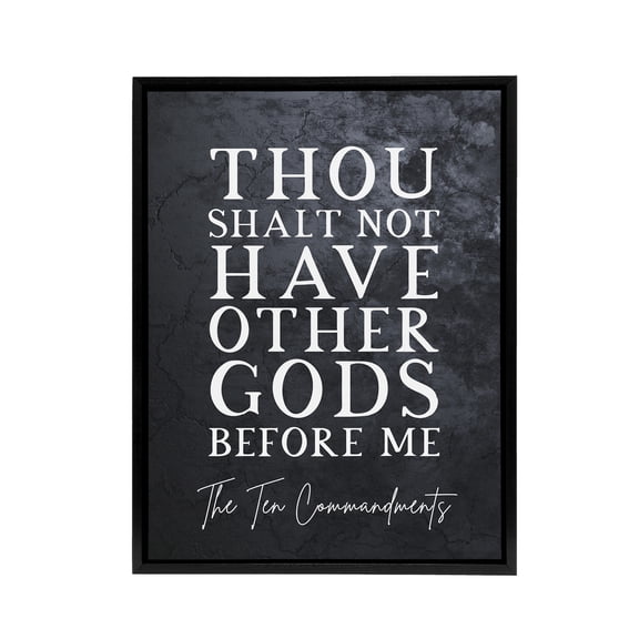 Ten Commandments No Other Gods Bible Quote Black Framed Canvas Art Print 12X16"