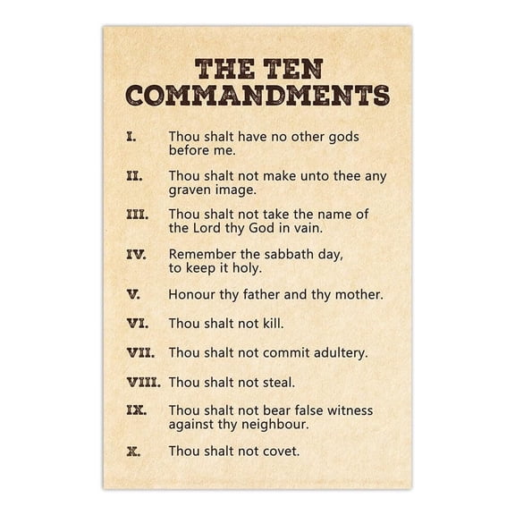 The Ten Commandments Poster, 10 Commandments Religion Wall Art, Religious Bible Old Testament Rules Scripture Verse Decalogue Cool Wall Decor Art Print Poster