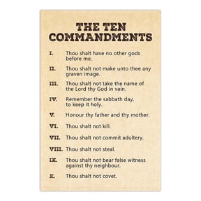 The Ten Commandments Poster, 10 Commandments Religion Wall Art, Religious Bible Old Testament Rules Scripture Verse Decalogue Cool Wall Decor Art Print Poster