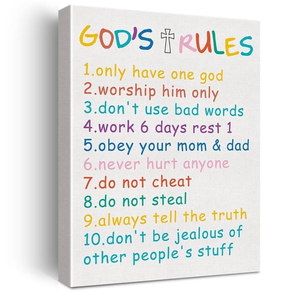 Ten Commandments Religious Scripture  Canvas Kids Wall Art poster  Christian Office Home Nursery Decor 10 Commandments Bible Verse Poster Picture Artwork poster