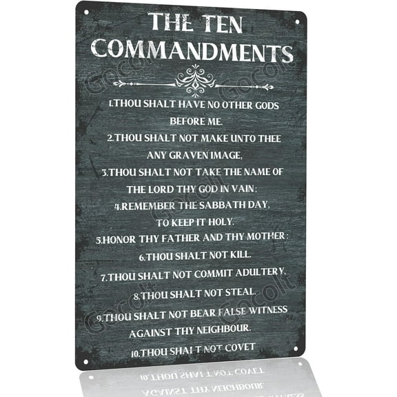 Ten Commandments Thou shalt have no other gods before me Metal Hanging Sign Inspirational Sign Gifts Rustic Farm Decor Home Office Living Room Wall Decor 12 x 8 in...