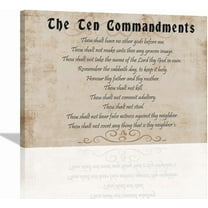 Ten Commandments Wall Art 10 Commandments Canvas Pictures Wall Decor Christian Bible Verse Painting Scripture Framed Artwork for Bedroom Kitchen Living Room Bathroom 12"x16"