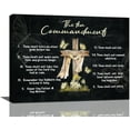 thumbnail image 1 of The Ten Commandments Wall Art 10 Commandments Cross Butterfly Bible Verse Christian Scripture Pictures Wall Decor Canvas Painting Prints Artwork Framed for Church Bedroom Bathroom Kitchen 16"x12", 1 of 6