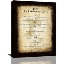 Ten Commandments Wall Art The 10 Commandments Pictures Wall Decor Christian Bible Verses Canvas Prints Framed Poster Home Office Decorations for Living Room Bathroom Kitchen Bedroom 12"x16"