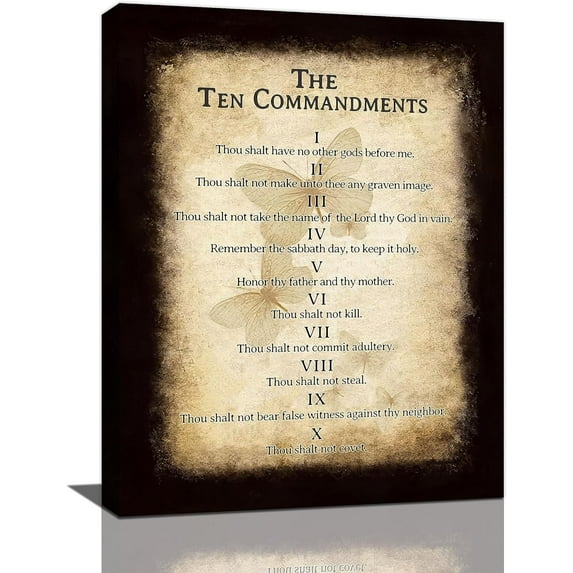 Ten Commandments Wall Art The 10 Commandments Pictures Wall Decor Christian Bible Verses Canvas Prints Framed Poster Home Office Decorations for Living Room Bathroom Kitchen Bedroom 12"x16"