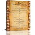 thumbnail image 1 of Ten Commandments Wall Art Motivational 10 Commandments Wall Decor Rustic Vintage Brick Pictures Print Painting Inspirational Framed Artwork Canvas Home Decoration for Bedroom Living Room 12"x16", 1 of 6
