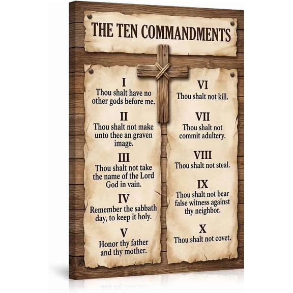 Ten Commandments Wall Art Rustic Vintage Christian Scripture Poster Prints