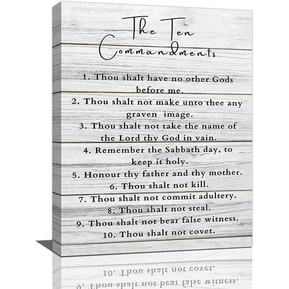 Ten Commandments Wall Decor 10 Commandments Wall Art Bible Verse Canvas Painting Christian Scriptures Pictures Prints Modern Framed Artwork Home Decoration for Living Room Bedroom Bathroom 12"x16"