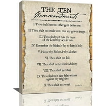 Ten Commandments Wall Decor 10 Commandments Wall Art Motivational Christian Canvas Painting Bible Verse Vintage Pictures Positive Quotes Artwork for Office Living Room Framed 12"x16"