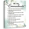 thumbnail image 1 of Ten Commandments Wall Decor Bible Verse Canvas Wall Art Motivational Positive Quotes Framed Artwork Decor Gift for Living Room Bedroom (White -The Ten, 12x15 inch), 1 of 5