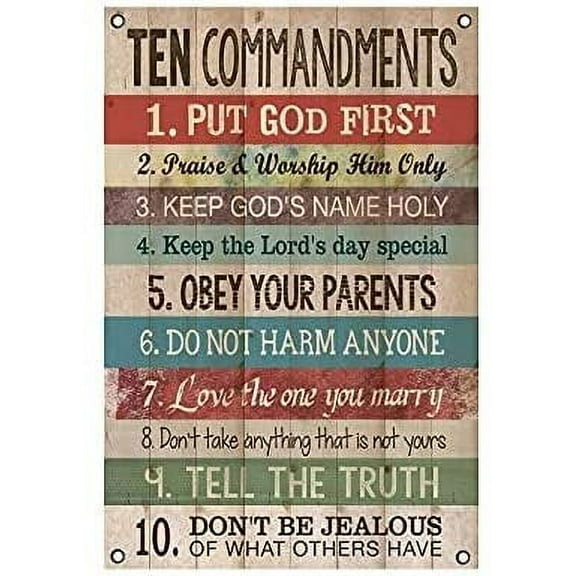 Ten Commandments Wall Decor Metal Signs Coffee Bar Decor Tin Signs Vintage Inspirational Quotes Room Garden Decor Kitchen Size: 8 x 12 Inches