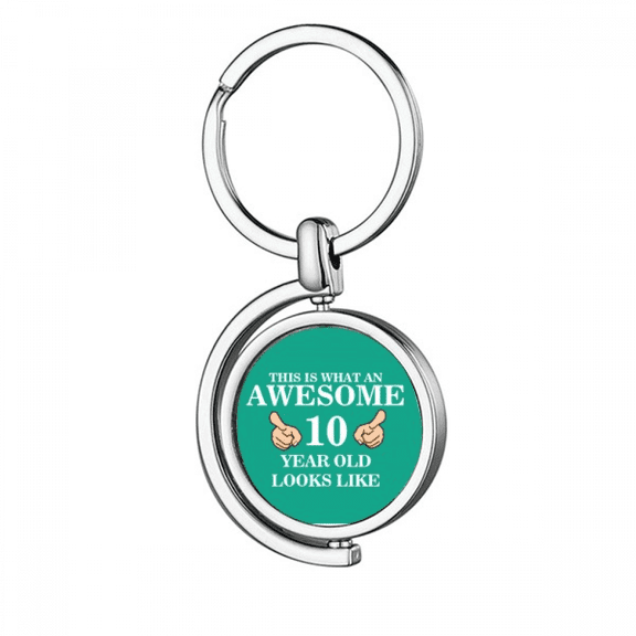 Ten Digit Age Exclamation Rotating Keychain Metal Keyring Holder