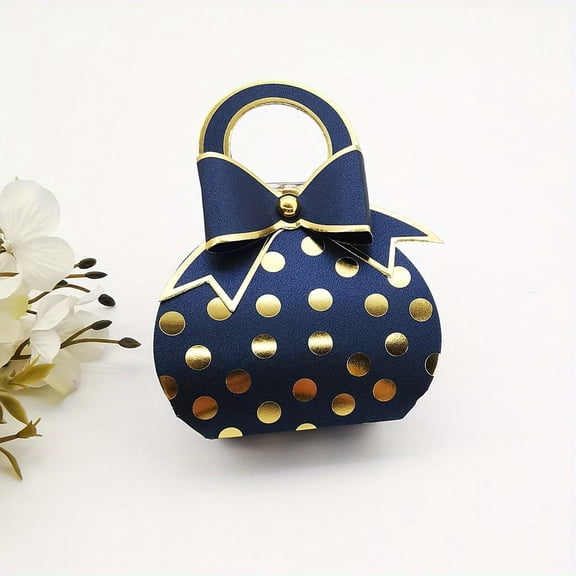 Ten Elegant Polka Dot Bow Gift Boxes - Perfect Candy Packaging for Weddings, Birthdays & Celebrations