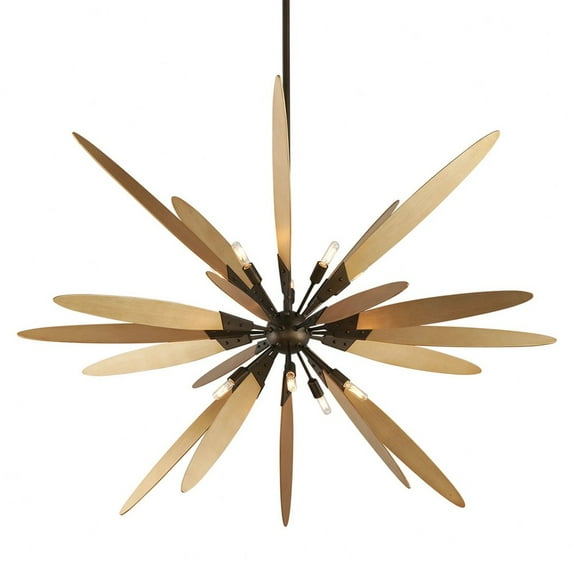 Ten Light Medium Pendant Bronze/Satin Leaf Finish Troy Lighting F5277