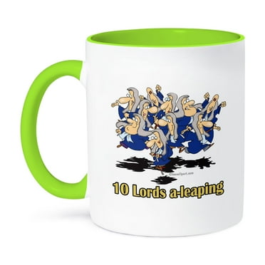 3dRose, Ten Lords a-Leaping, 15oz Two-Tone Green Mug
