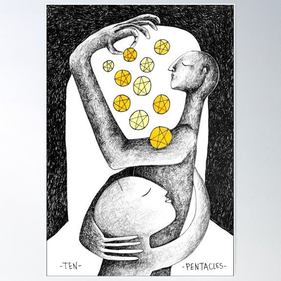 Ten Of Pentacles Poster Wall Art, Modern Wall Decor For Living Room Bedroom, 8x12 UNFRAMED