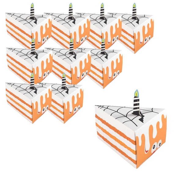 Ten Pieces Triangle Cake Shape Halloween Gift Boxes For Cookies And Treats Party Favors Paper Gift Bags Candy Boxes With Elegant Triangular Design For Seasonal Celebrations
