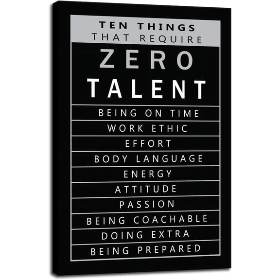 Ten Things That Require Zero Talent Quote Motivational Wall Art for Office Inspirational Poster Canvas Painting Prints Wall Pictures for Living Room Home Decor Framed Artwork [12''W x 18''H]