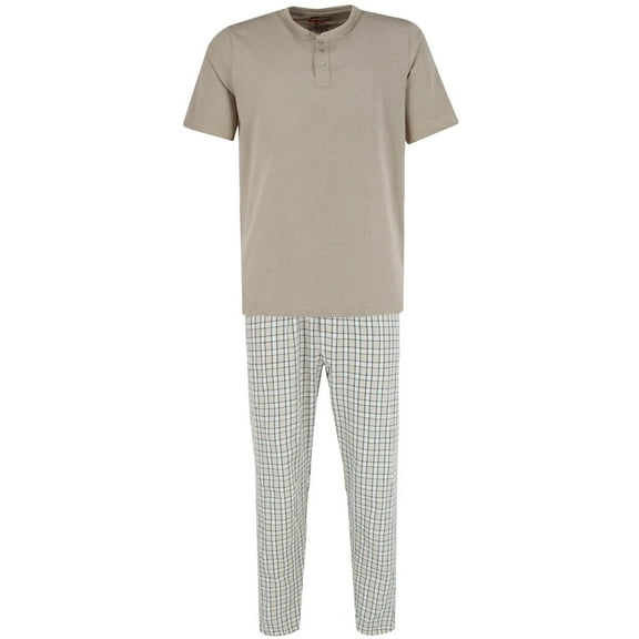 Ten West Apparel  Henley Short Sleeve and Plaid Pajama Pant Set (Men)