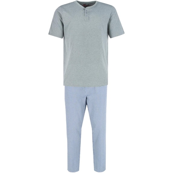 Ten West Apparel Henley Short Sleeve and Plaid Pajama Pant Set (Men)