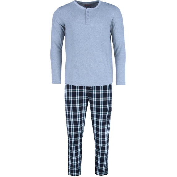 Ten West Apparel Long Sleeve Henley With Flannel Pant Lounge Set (Men)