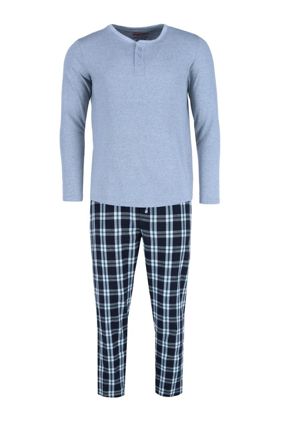 Long Sleeve Henley With Flannel Pant Lounge Set (Men)