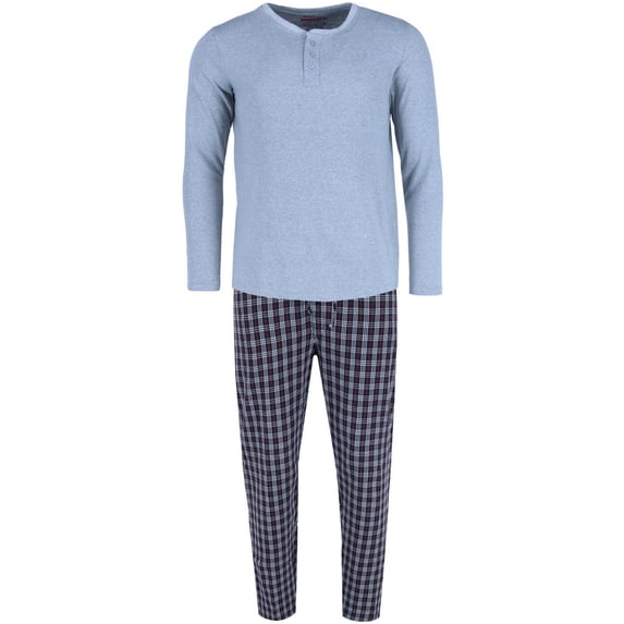 Ten West Apparel Long Sleeve Henley With Flannel Pant Lounge Set (Men)