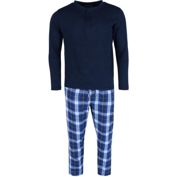Ten West Apparel Long Sleeve Henley With Flannel Pant Lounge Set (Men)