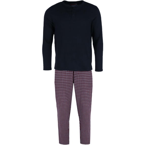 Ten West Apparel Long Sleeve Henley With Flannel Pant Lounge Set (Men)
